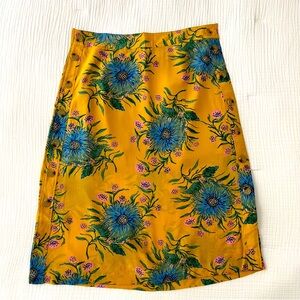 Madewell Silk Side-Button Skirt in Painted Blooms, size 6
